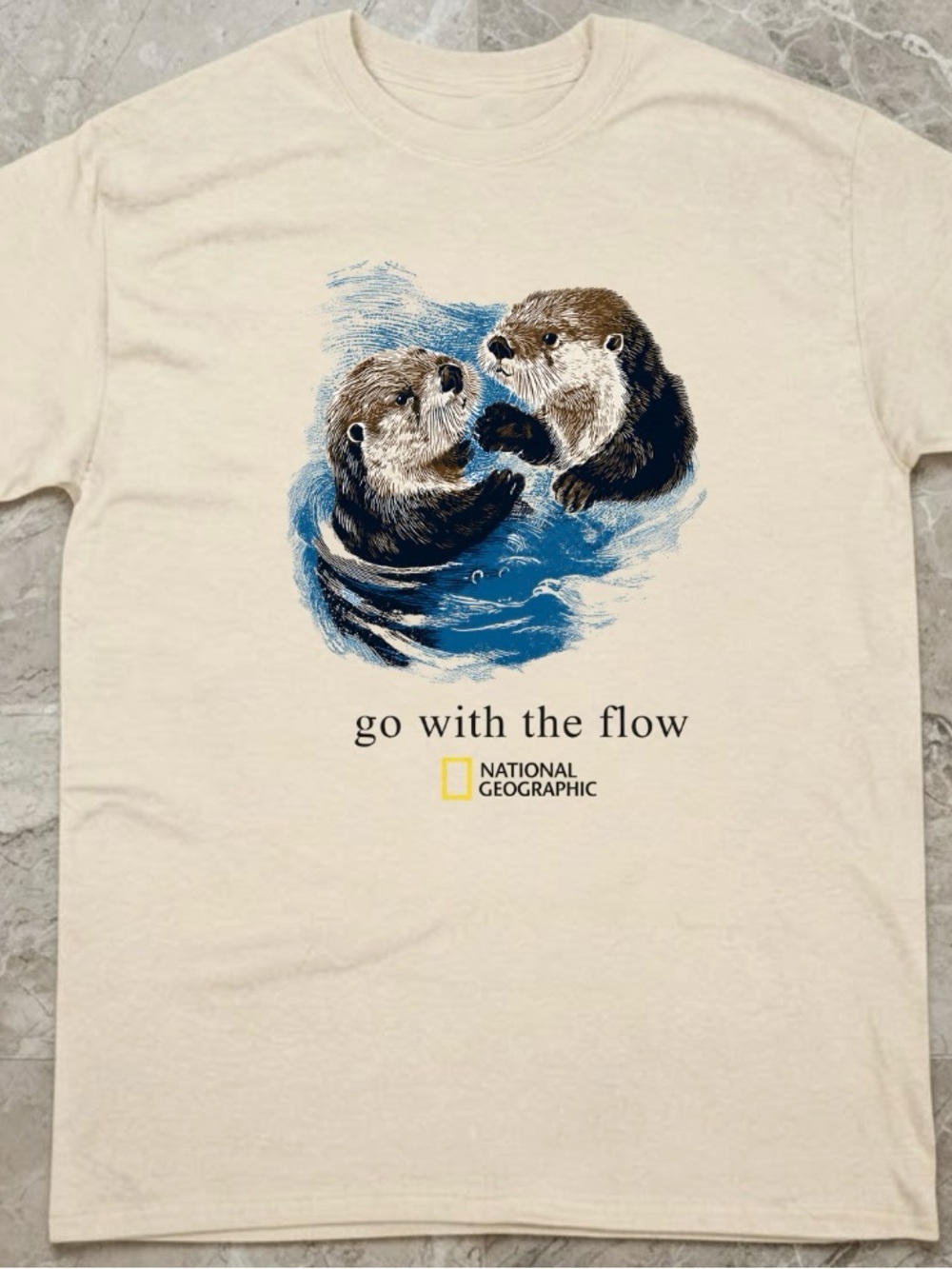 National Geographic Swimming Otters Quote Tee